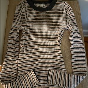 American Eagle Outfitters Black and Cream Crew Neck Sweater